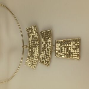 Cleopatra Comes To Mind In This Geometric Blingy Gold Tone Statement Choker